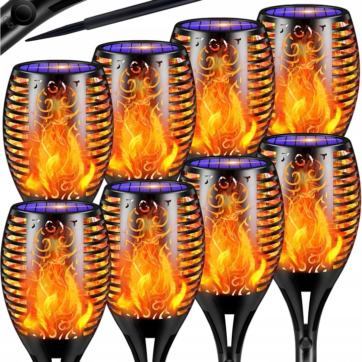 8× INTMIX solárna lampa, čierna, 53 cm, 8 ks.